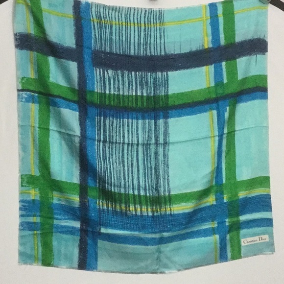 Vintage Christian Dior Geometric Square Printed Silk Scarf - Picture 1 of 10